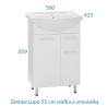 Nowoczesny zestaw łazienkowy Lupo 55cm z szafką i umywalką - styl i funkcjonalność