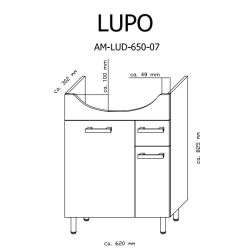 Lupo 65 cm - Stylowa szafka z umywalką dla nowoczesnych wnętrz
