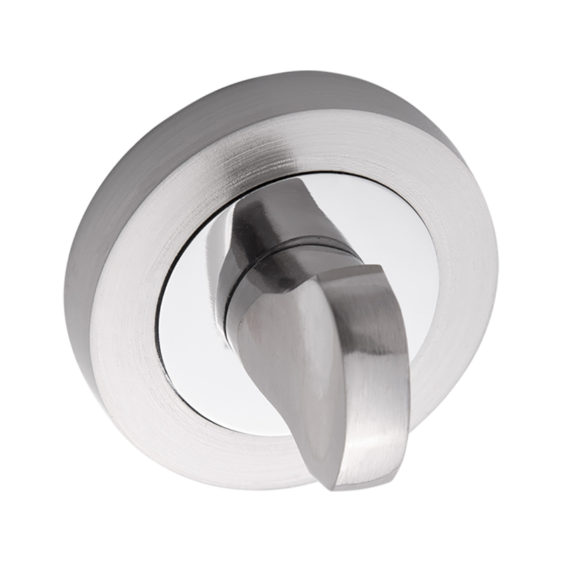 Luksusowy Szyld WC Okrągły w Odpornej Satynie/Chromie - Idealny do Nowoczesnych Wnętrz