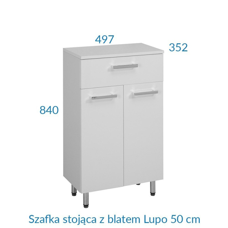 Nowoczesna Szafka z Blatem Lupo, Biały Połysk, Elegancja AM-LUC-150-07
