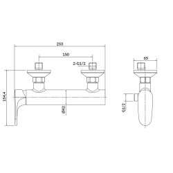 Elegancka czarna bateria natryskowa Inverto z podwójnym mieszaczem - S951-290