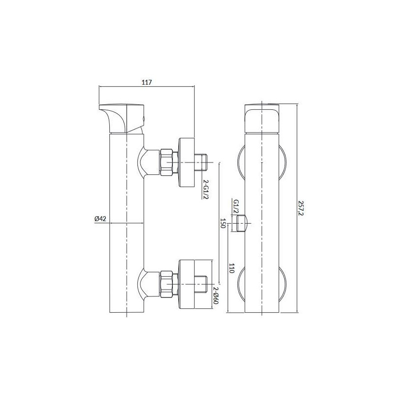 Elegancka czarna bateria natryskowa Inverto z podwójnym mieszaczem - S951-290