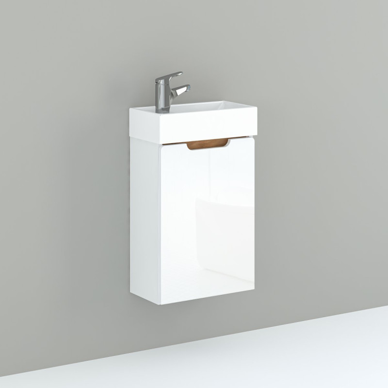 Szafka Wisząca z Umywalką 40 cm SITA - Elegancja i Styl w Bieli Połysk!