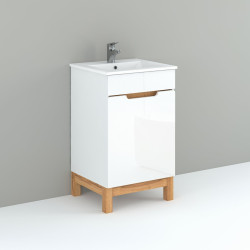 Elegancka Szafka z Umywalką 50 cm SPEK - Biały Połysk, Idealna do Nowoczesnych Łazienek