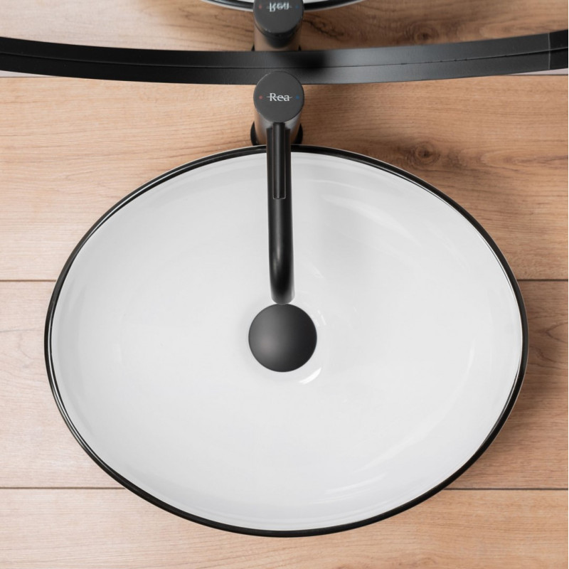 Szyk i Elegancja: Umywalka Sofia Black Edge Nablatowa - Nowoczesny Design