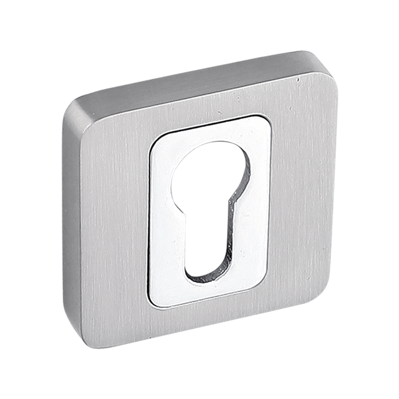 Rozeta Kwadratowa Premium Satyna/Chrom z Wkładką - Luksus i Wytrzymałość dla Twojego Domu