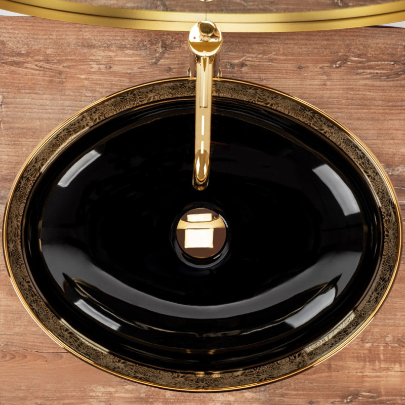 Stylowa Umywalka Margot Black/Gold - Elegancja na Blacie