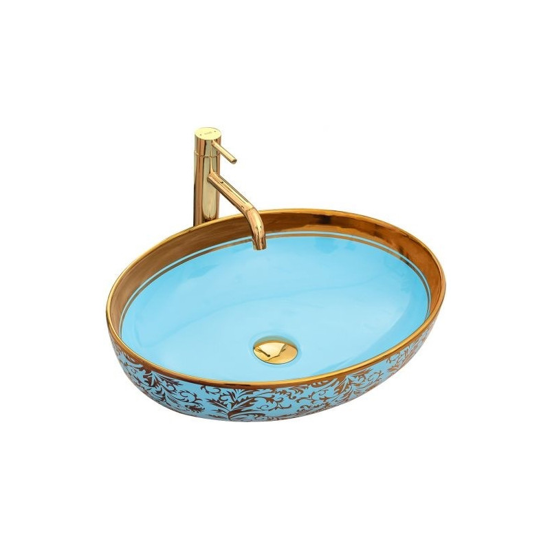 Ekskluzywna Umywalka Nablatowa Margot - Królewski Design w Błękicie i Złocie