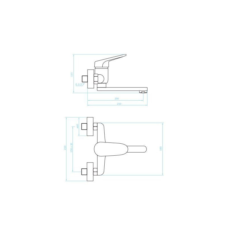 Kuchinox Oris bateria umywalkowa ścienna chrom