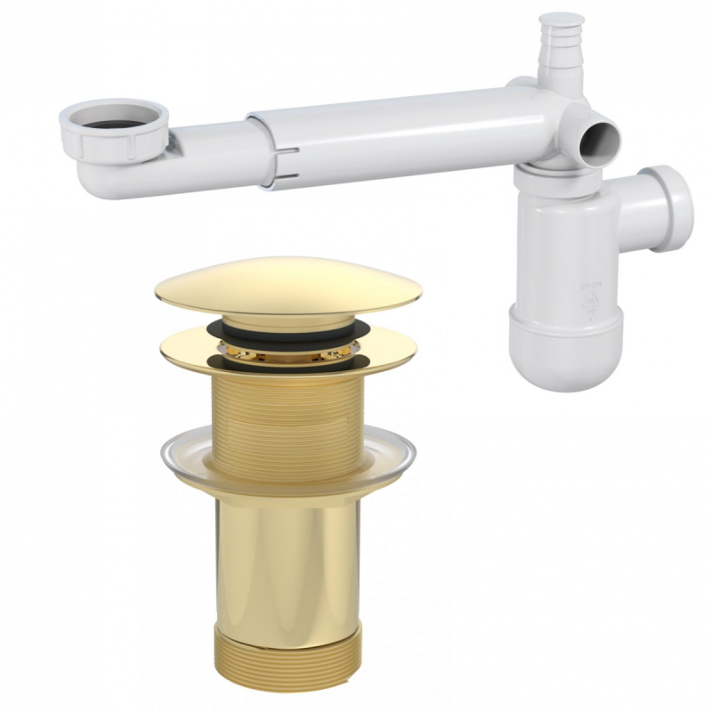 Złoty Syfon Przestrzeniowy z Przelewem – Oszczędzaj Miejsce z Elegancją