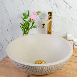 Granitowa Umywalka Amber 41 cm Beżowa - Elegancja i Trwałość na Lata!