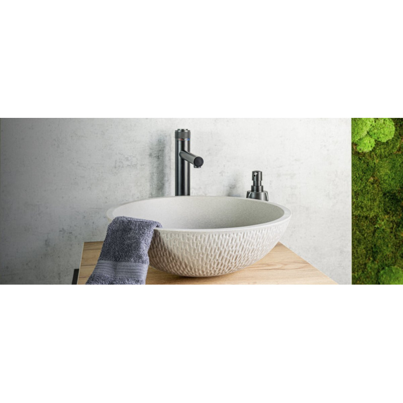 Laveo Amber umywalka nablatowa granitowa beż