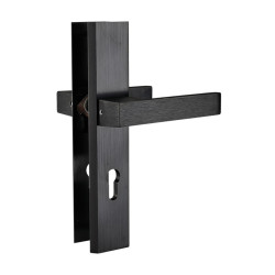 Elegancka Czarna Klamka FLOKO na Aluminiowym Szyldzie do Drzwi Zewnętrznych