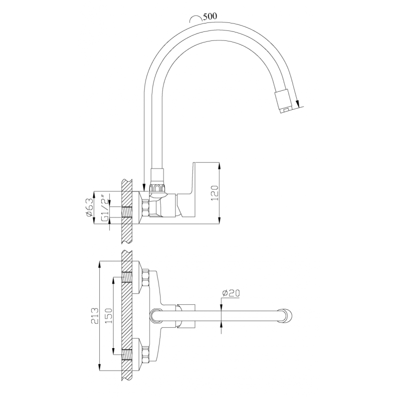Elegancka Bateria Ścienna Verso Beżowa - Styl i Funkcjonalność w Twojej Kuchni