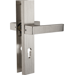 FLOKO Premium Satyna - Elegancka Klamka Drzwiowa z Wkładką, Prawa, Długi Szyld