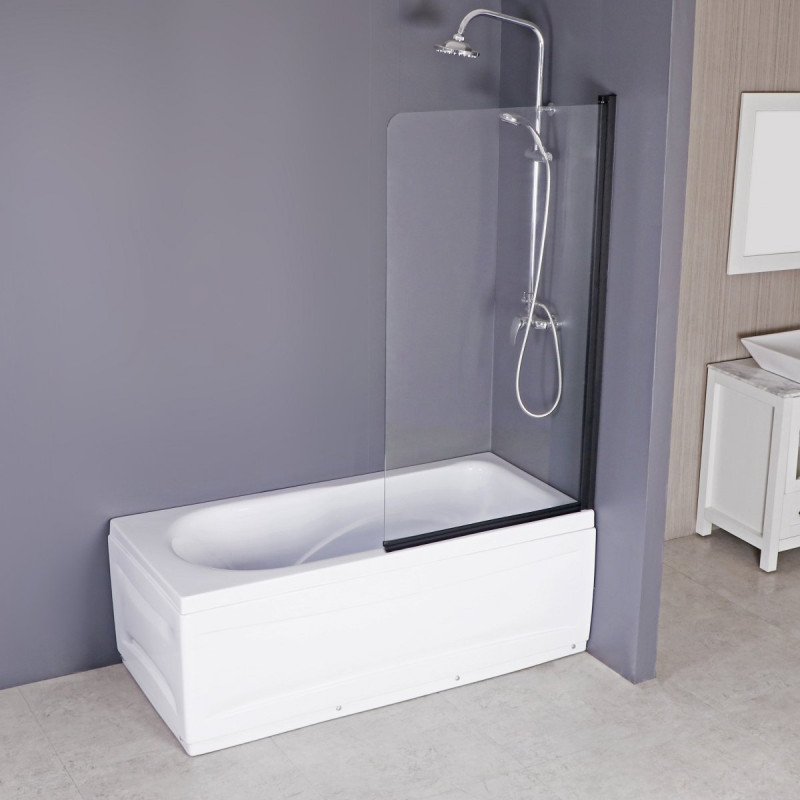 Stylowy Parawan Duso Jednoskrzydłowy w Eleganckiej Czerni dla Twojej Łazienki