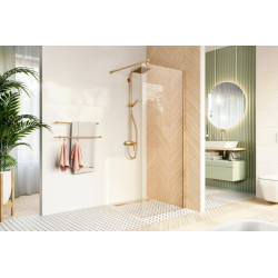 Luksusowa ścianka prysznicowa Easy In 80, przezroczysta, złote wykończenia