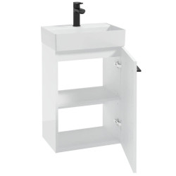 Elegancka Szafka z Umywalką METRO SYSTEM D45, Nowoczesny Design, Czarny Uchwyt