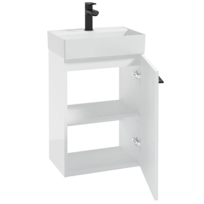 Elegancka Szafka z Umywalką METRO SYSTEM D45, Nowoczesny Design, Czarny Uchwyt