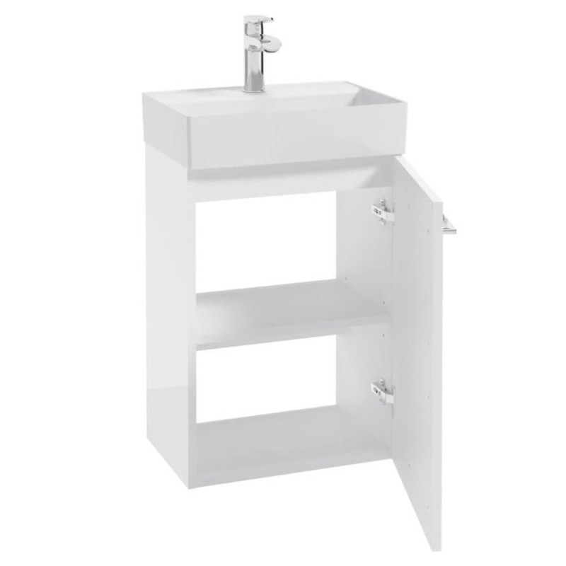 Zestaw METRO SYSTEM: Stylowa szafka z umywalką D45, biały uchwyt