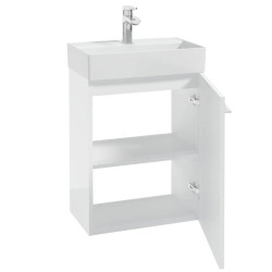 Nowoczesna szafka METRO SYSTEM z umywalką, białe wykończenie, trwały uchwyt