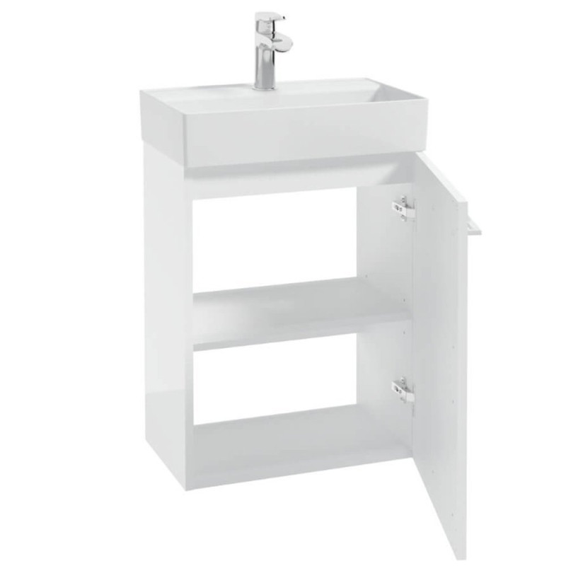 Nowoczesna szafka METRO SYSTEM z umywalką, białe wykończenie, trwały uchwyt