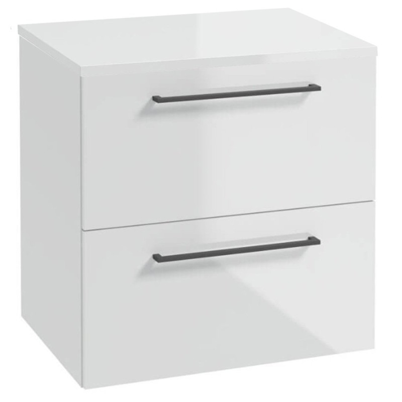 Nowoczesna szafka wisząca METRO SYSTEM B60 z czarnymi uchwytami i blatem