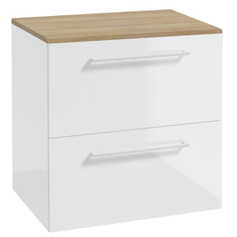 Stylowa Szafka Wisząca METRO SYSTEM B60 z Białym Uchwytem i Blatem