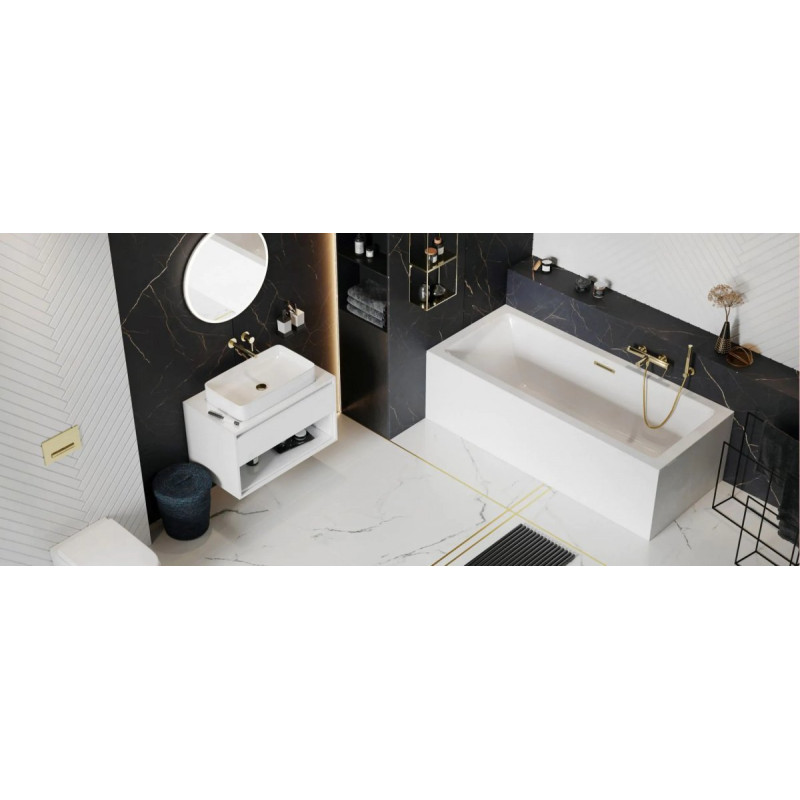 Elegancka Wanna Heaven Slim 180x80 cm z Złotym Przelewem - Luksus i Styl w Twojej Łazience