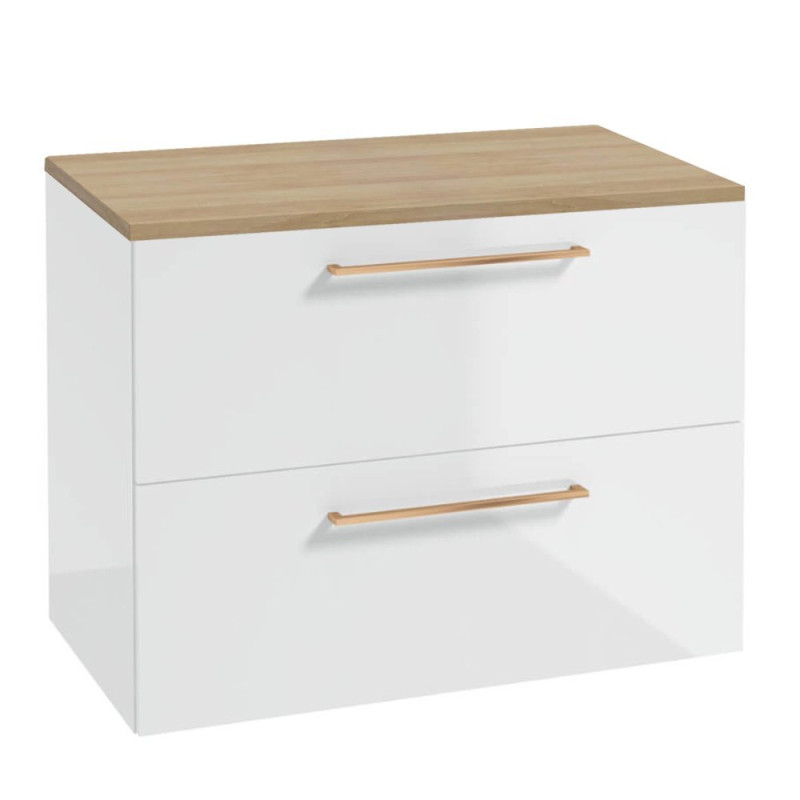 Elegancka szafka METRO z blatem, uchwyt różowe złoto – styl i funkcjonalność w jednym