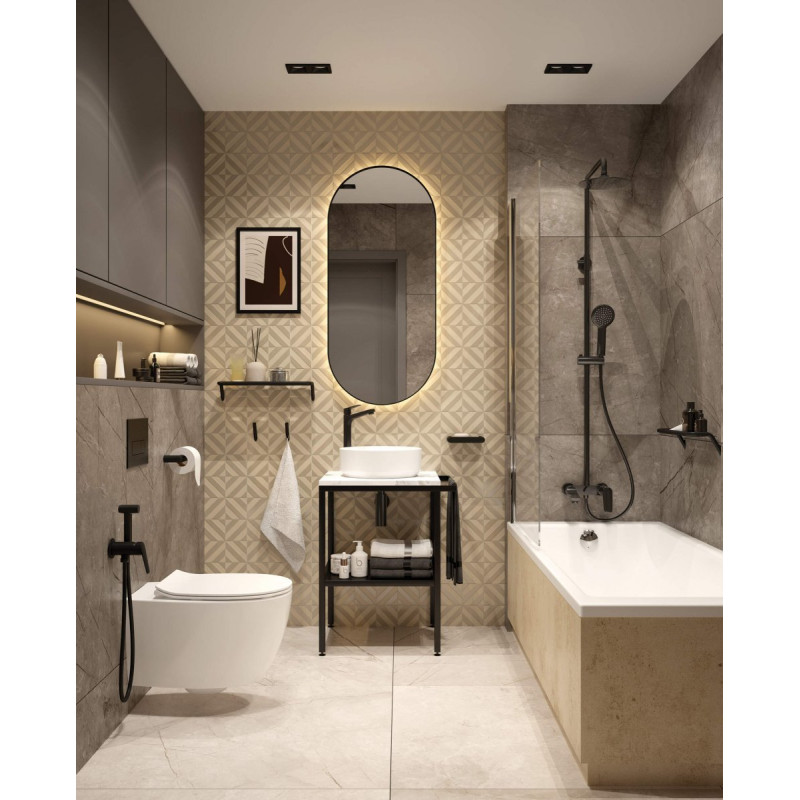 Luksusowa Kolumna Prysznicowa CORIANDER Nero z Wylewką - Elegancja i Funkcjonalność