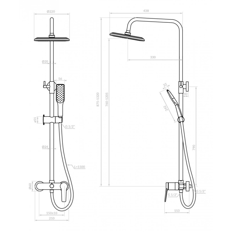 Stylowa kolumna natryskowa Alanis w kolorze białym i różowego złota z baterią i systemem antykamień.