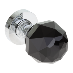 Ekskluzywna Czarna Gałka Kryształowa do Drzwi Chrom Premium - Styl i Klasa