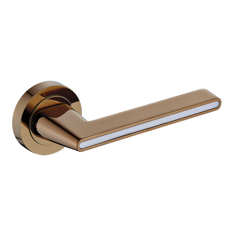 Elegancka Klamka Elika Premium Miedziano-Biała na Rozecie do Wnętrz - Styl i Jakość!