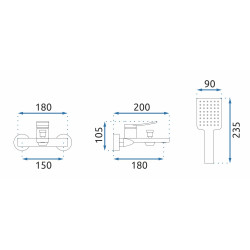 Luksusowa bateria wannowa SOUL MY1906-3B, elegancki czarny mat