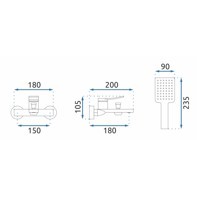 Luksusowa bateria wannowa SOUL MY1906-3B, elegancki czarny mat
