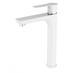 Laveo Raila bateria umywalkowa stojąca nablatowa biała/chrom