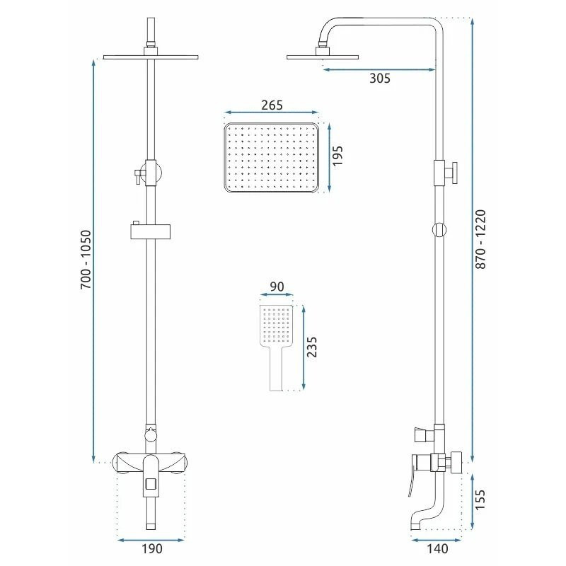 Elegancki Zestaw Natryskowy SOUL Czarny REA-B9998 - Nowoczesna Łazienka