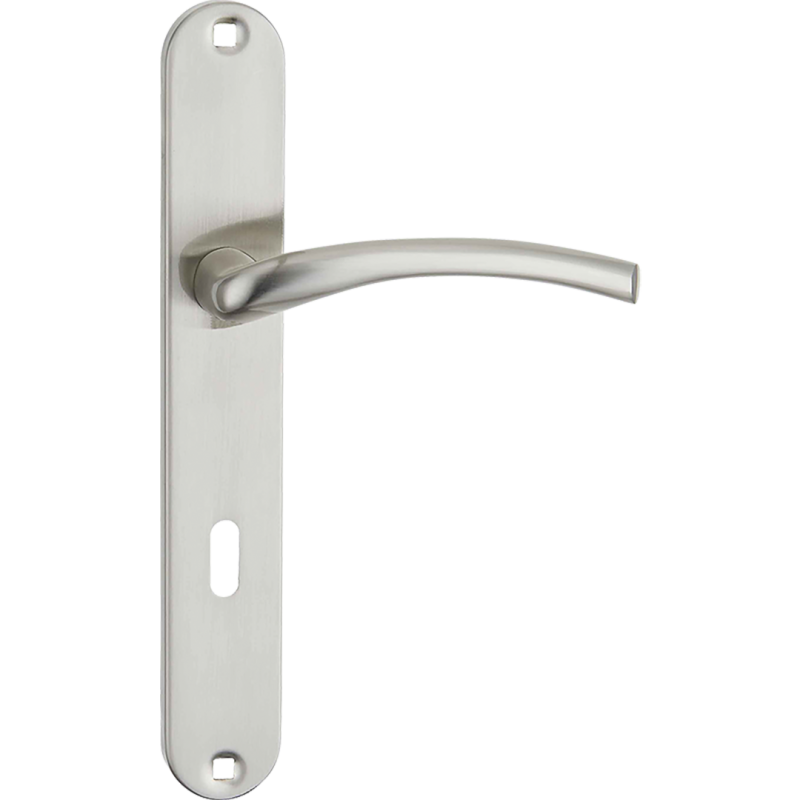 Elegancka klamka drzwiowa AGRA, satyna, stal aluminium, do drzwi wewnętrznych 38-45mm