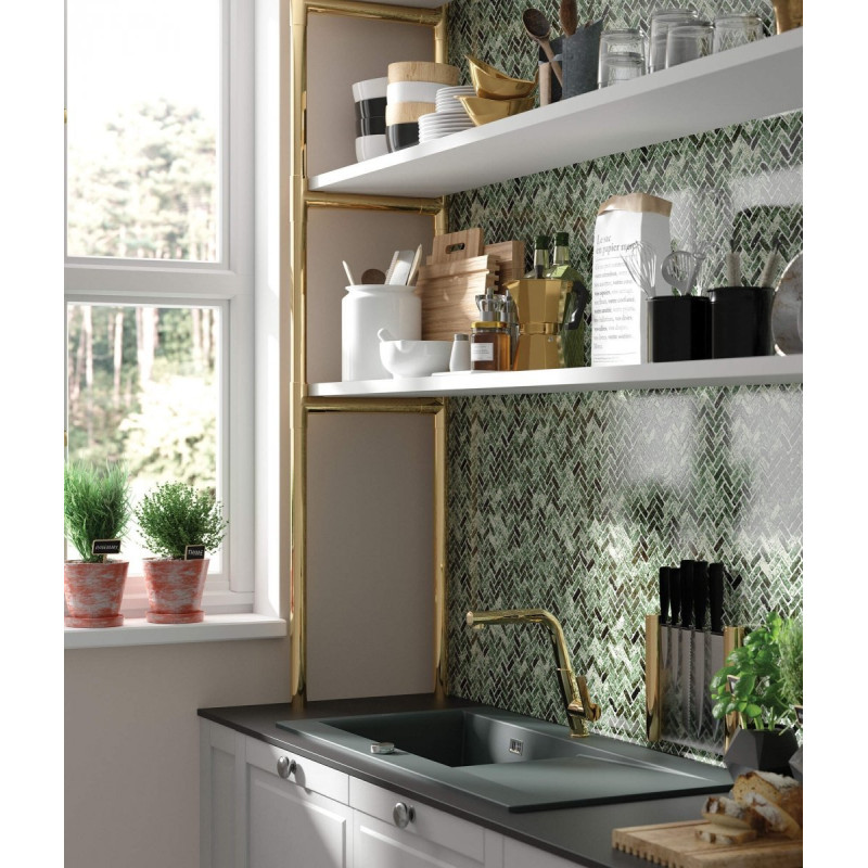 Nowoczesna Złota Bateria Silia z Wyciąganą Wylewką - Elegancja i Funkcjonalność