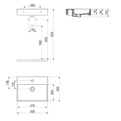Stylowa umywalka nablatowa Termisto 50x40 cm z elegancką konsolą łazienkową