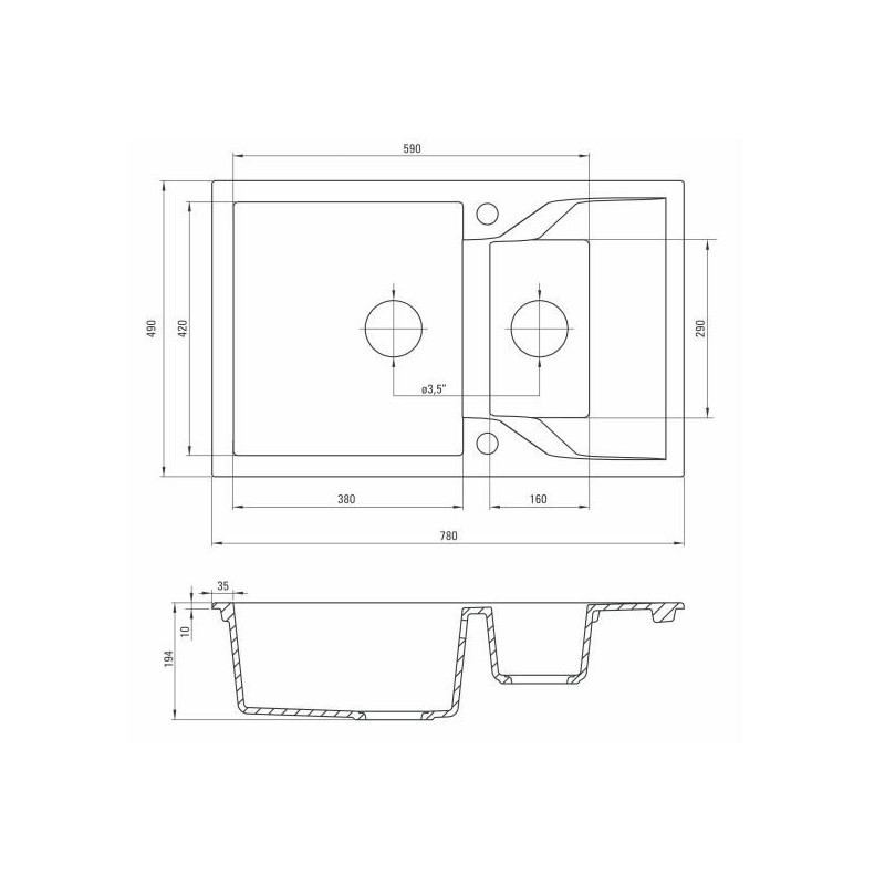 Zlewozmywak ANDANTE 1,5-komorowy z Krótkim Ociekaczem - Komfort i Styl w Twojej Kuchni!