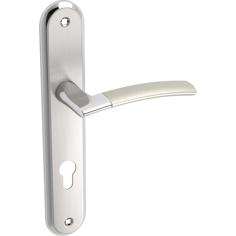 Elegancka Klamka Luxor z Długim Szyldem, Satyna/Chrom, Idealna Do Drzwi Wewnętrznych