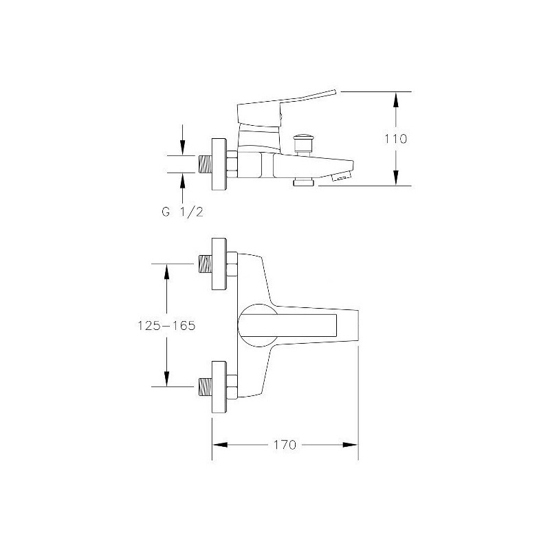 Kuchinox Madera bateria wannowa ścienna chrom