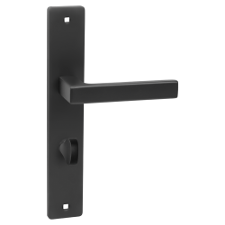 Elegancka Czarna Klamka RANDO na Szyldzie 240mm do Drzwi Wewnętrznych WC