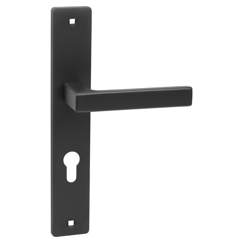 RANDO Elegancka Klamka Czarna z Długim Szyldem na Wkładkę - Styl i Funkcjonalność