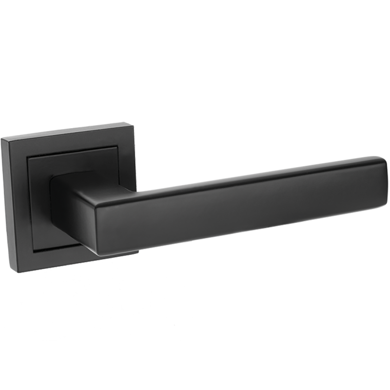 Rando Classic: Elegancka czarna klamka na rozecie aluminiowej do drzwi wewnętrznych