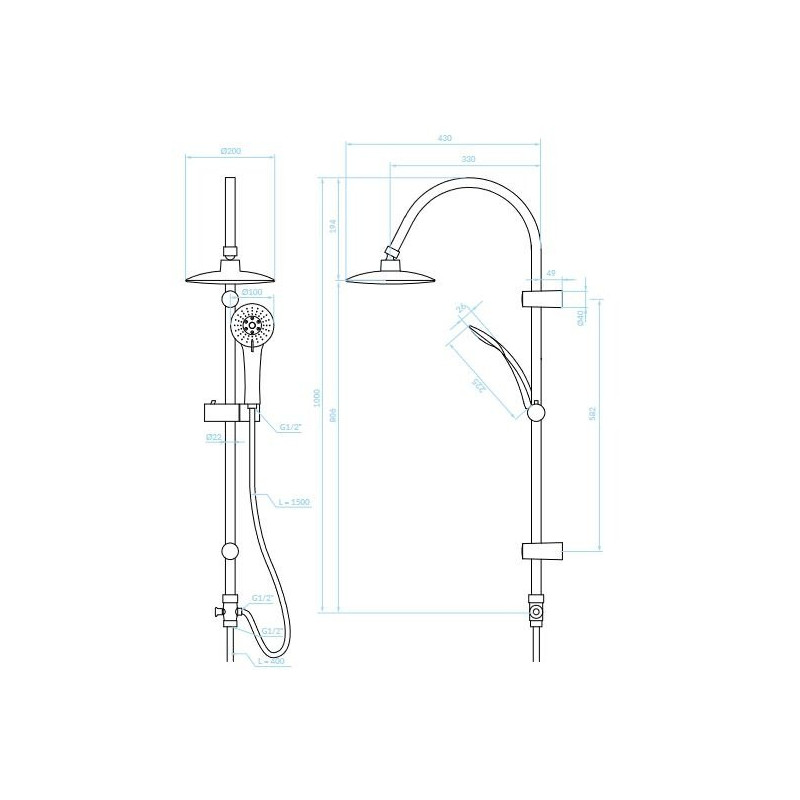 Ondo Elegancja: Chromowana Kolumna Natryskowa 3-w-1 z Systemem Antykamień