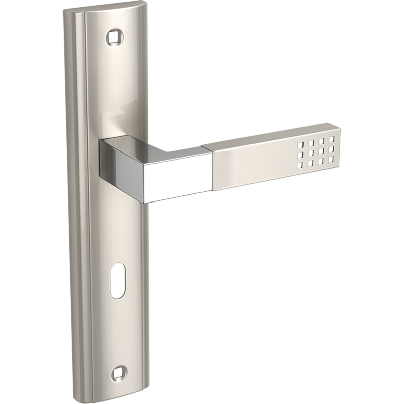 Elegancka Klamka PRIMA na Długim Szyldzie - Satyna/Chrom, Aluminium Premium