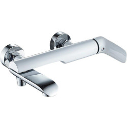 Alea BLE 61FD: Elegancka bateria wannowa z białym/chromem i ruchomą wylewką